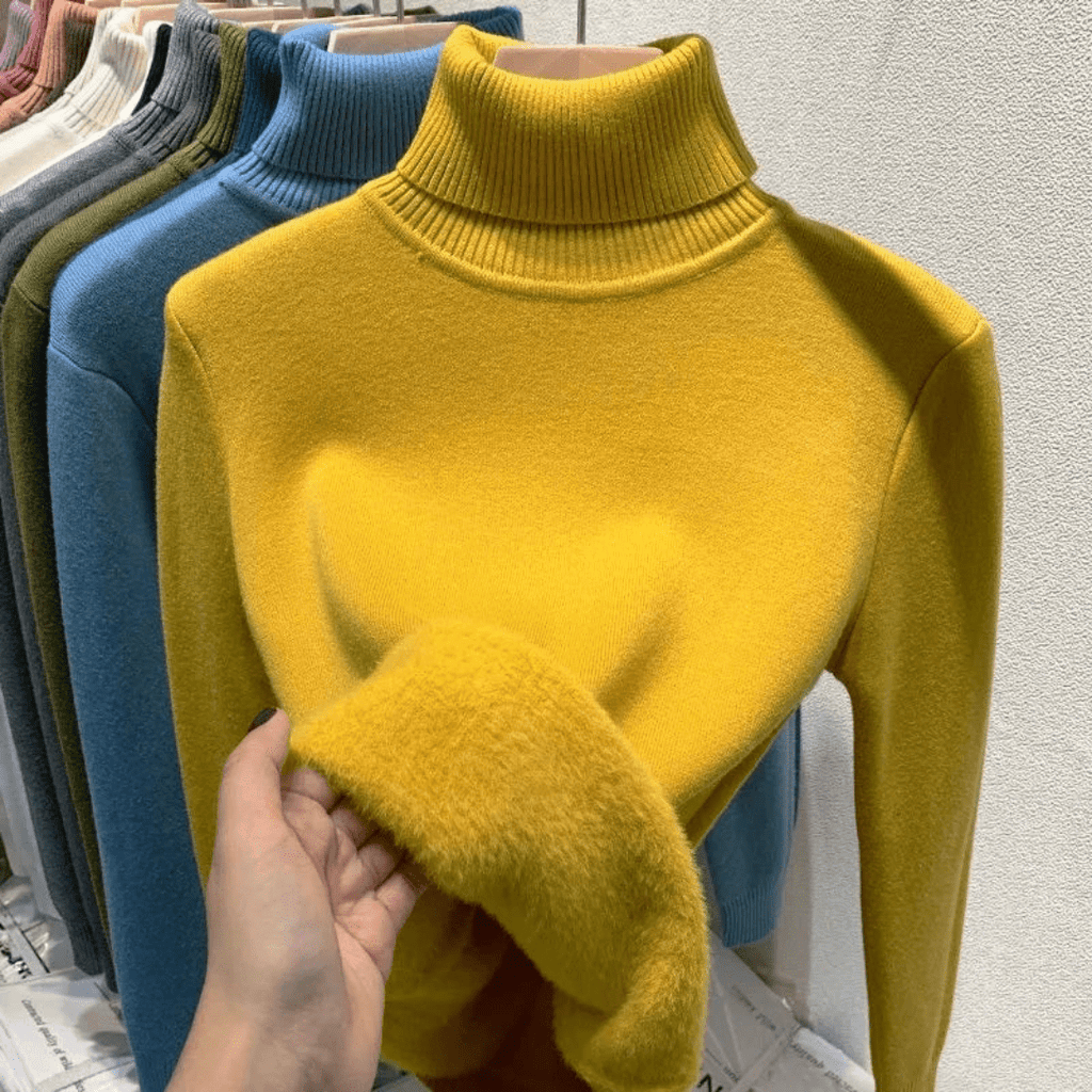 Suéter Feminino Gola Alta Peluciado