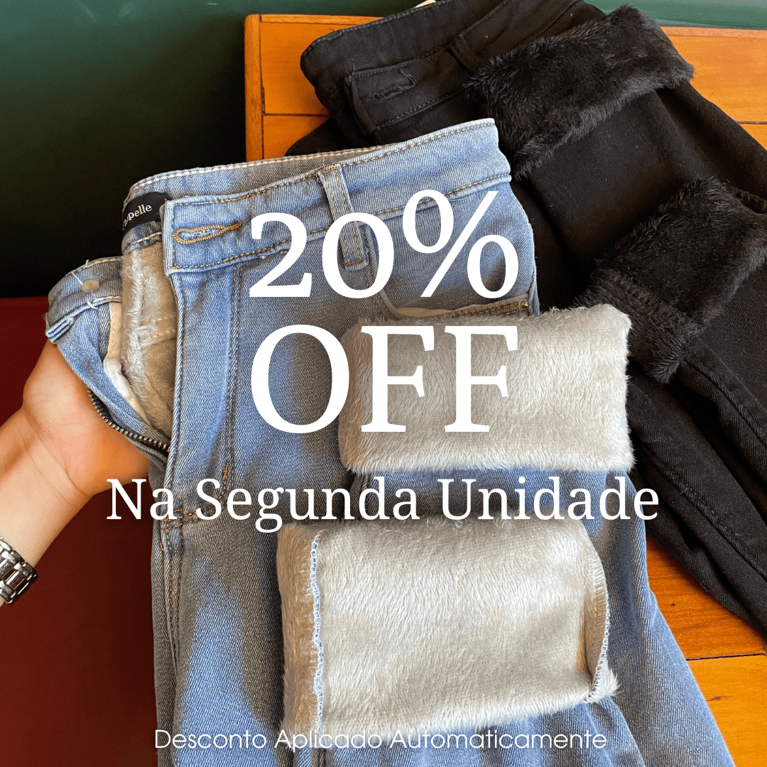 Calça Jeans Feminina com Elastano Peluciada + Meia Térmica